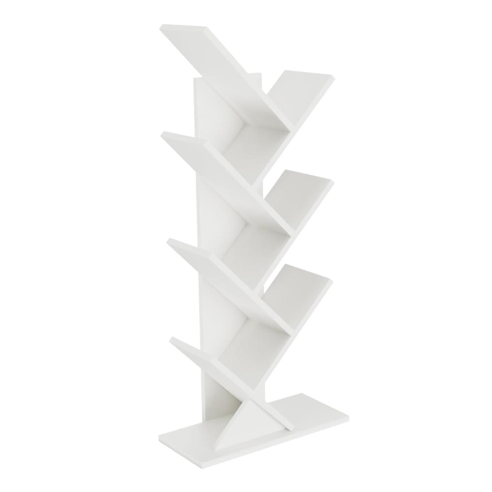ComfortCove Tree Bookshelf, Bookcase, Floor Standing Book Shelf, Storage Rack for Living Room, Home Office, Bedroom or Kitchen, 7 Shelf, White