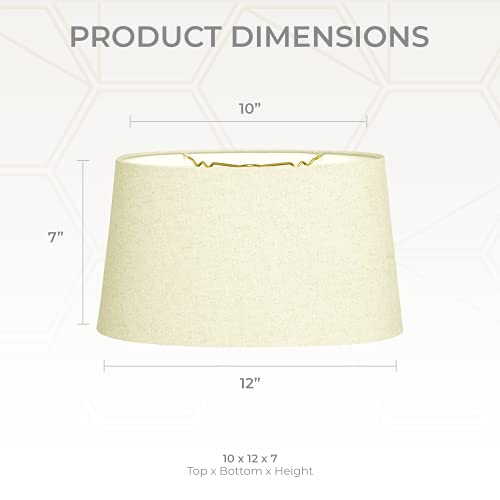 Royal Designs Shallow Oval Hardback Lamp Shade, Linen Eggshell, 10 x 12 x 7
