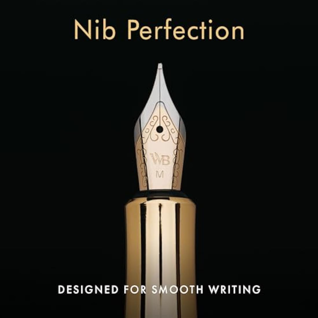 Wordsworth and Black Fountain Pen Mini EDC: Luxury Gold Heavy Pocket Pen, Gold Finish, Medium Nib, 6 Ink Cartridges, Ink Converter, Travel Refillable Writing Pen Gift Set, Men & Women