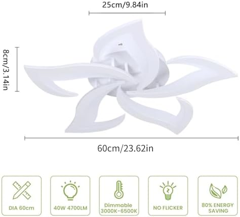 Comely Ceiling Lights Bedroom, LED Ceiling Lights 60W 6750LM, Cool White 6500K, Acrylic Petal Design Mordern Ceiling Lighting for Living Room Bedroom (Dia 60cm)