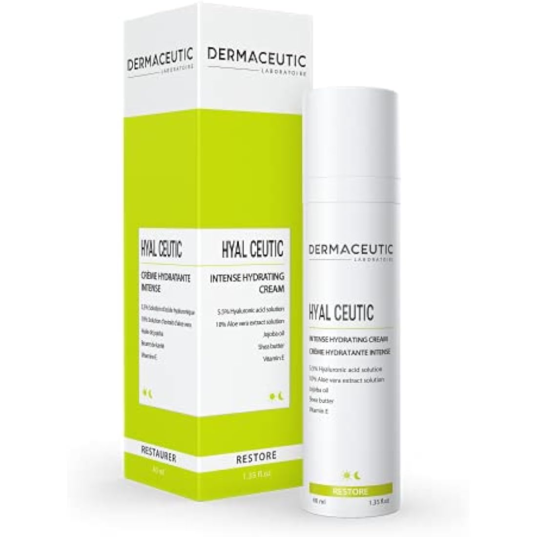 Dermaceutic Hyal Ceutic - Intense 24hr moisturizing cream with Hyaluronic acid, Aloe Vera, Vitamin E and Jojoba oil - 40ml