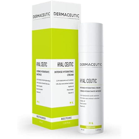 Dermaceutic Hyal Ceutic - Intense 24hr moisturizing cream with Hyaluronic acid, Aloe Vera, Vitamin E and Jojoba oil - 40ml