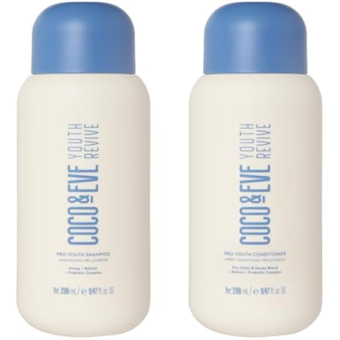 Coco & Eve Pro Youth Shampoo & Conditioner. For Strength, Shine, Volume and Healthy Scalp. With Honey, Retinol, Prebiotics. (280 ml)