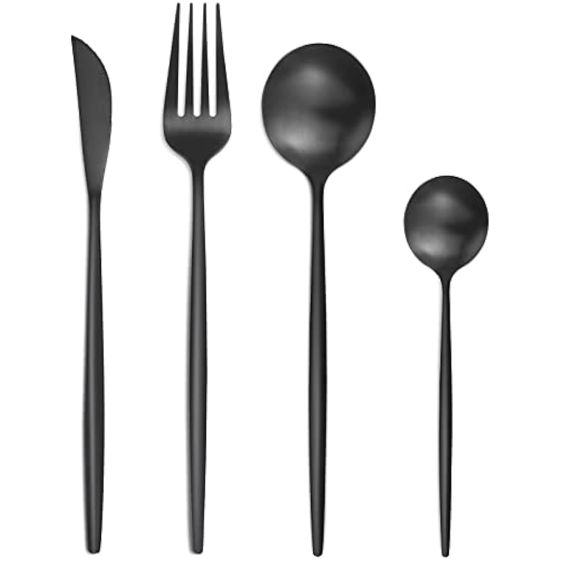 Matte Black Cutlery Sets 32 Pieces, Bestdin Elegant Stainless Steel Cutlery Set 32 Pieces, Kitchen Cutlery Set for 8, Suitable for Home/Party/Restaurant, Black Titanium Coating and Dishwasher Safe