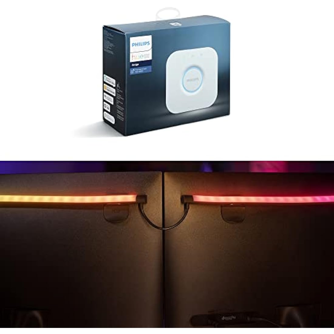 Philips Hue Play Gradient PC Lightstrip [for 3X 24-27 Inch Screens] LED Smart Lighting. Sync for Entertainment, Gaming and Media
