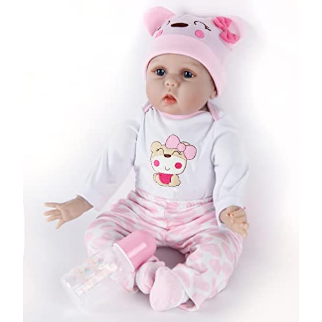 ZIYIUI Reborn Baby Dolls 22 inch 55cm Realistic Soft Vinyl Silicone with Cotton Body Looks Like a Real Newborn Baby Perfect for Cuddling, Playtime, and Giving (Open eyes)
