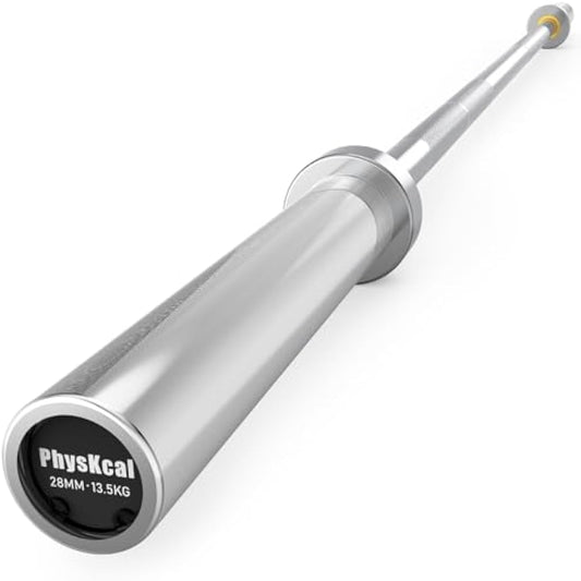 PhysKcal 4ft, 5ft, 6ft Barbell, Olympic EZ Curl Bar with Smooth Bushing & Bearing for 2'' Weight Plates, International Barbells for Press, Squat, Deadlift and Multiple Purposes