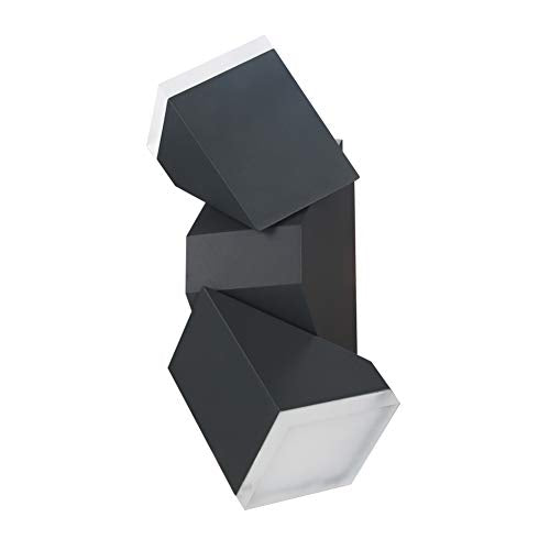 LASIDE Outdoor LED Wall Lights, Adjustable Anthracite Grey Up Down Outside Wall Lights Electric, Waterproof Aluminium 700LM Garden Wall Lights Mains