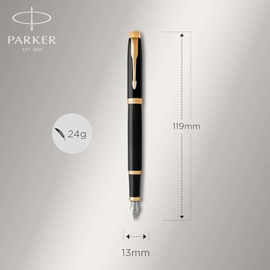 Parker IM Duo Gift Set with Ballpoint Pen & Fountain Pen | Gloss Black with Gold Trim | Blue Ink Refill & Cartridge | Gift Box