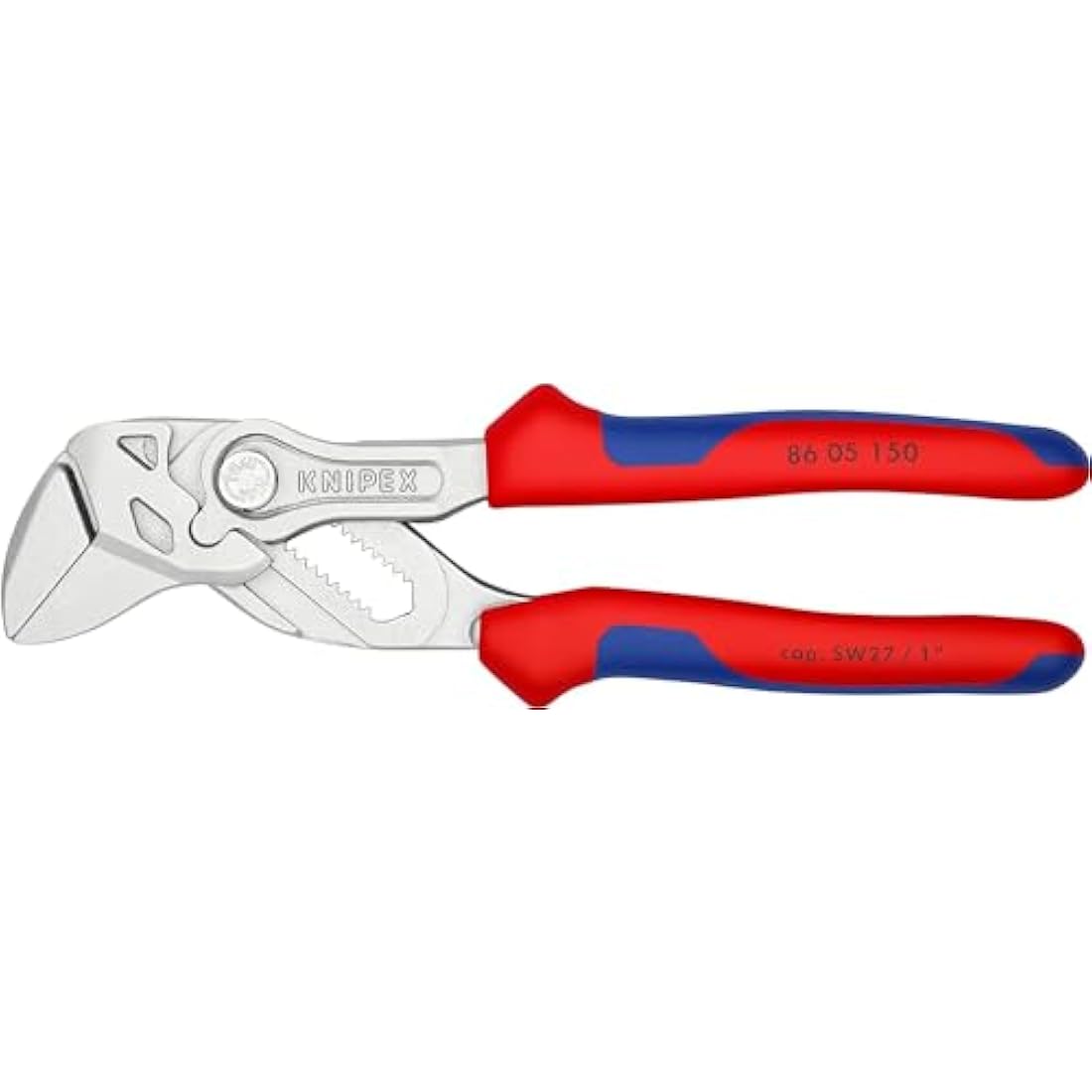 Knipex Pliers Wrench pliers and a wrench in a single tool chrome-plated, with multi-component grips 150 mm 86 05 150