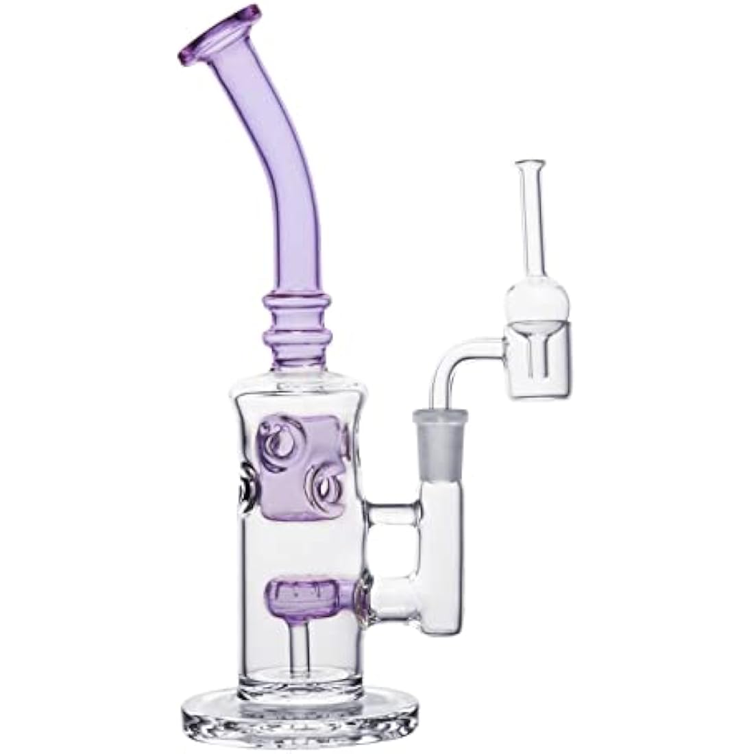 Glass Honeycomb Bong Handmade Water Pipe Perc Wax 14.4mm Bongs with Quartz Banger Cap Bowl for Bongs (Purple)
