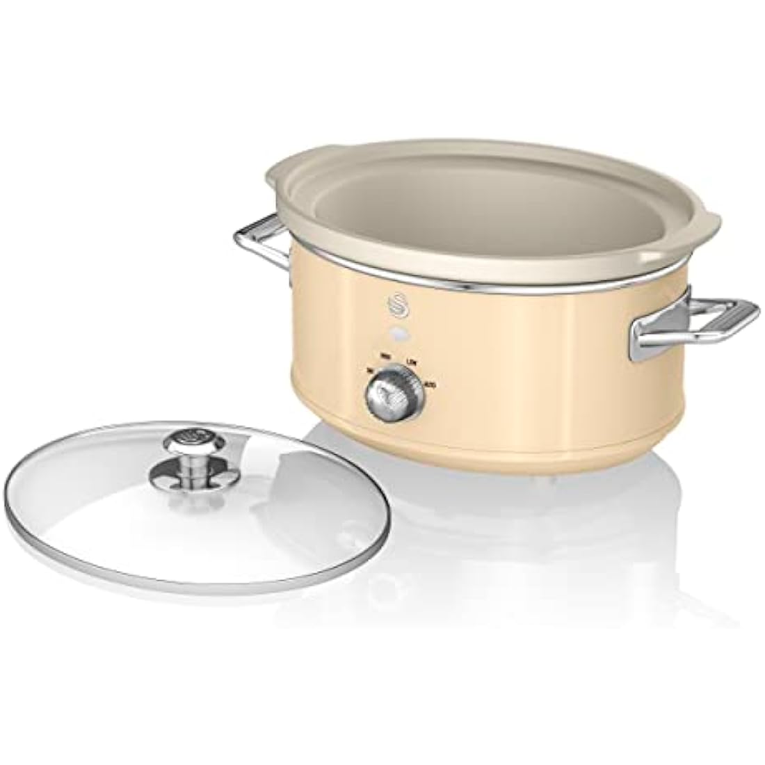 Swan SF17021CN Retro Slow Cooker with 3 Temperature Settings, Keep Warm Function, 3.5L, 200W, Retro Cream