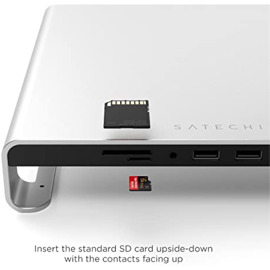 SATECHI Type-C Aluminum Monitor Stand Hub with USB-C Data, USB 3.0, Micro/SD Card Slots & 3.5mm Headphone Jack - For Apple Studio Display, iMac, iMac Pro (Silver)