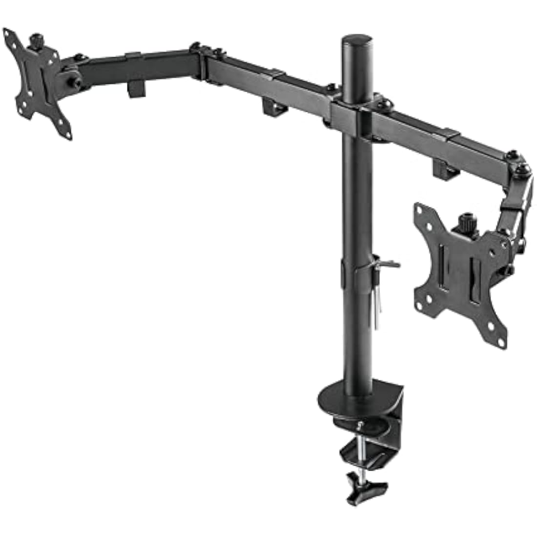 Newstar FPMA-D550DBLACK Full Motion Dual Desk Mount (clamp & grommet) for two 10-27" Monitor Screens, Height Adjustable - Black