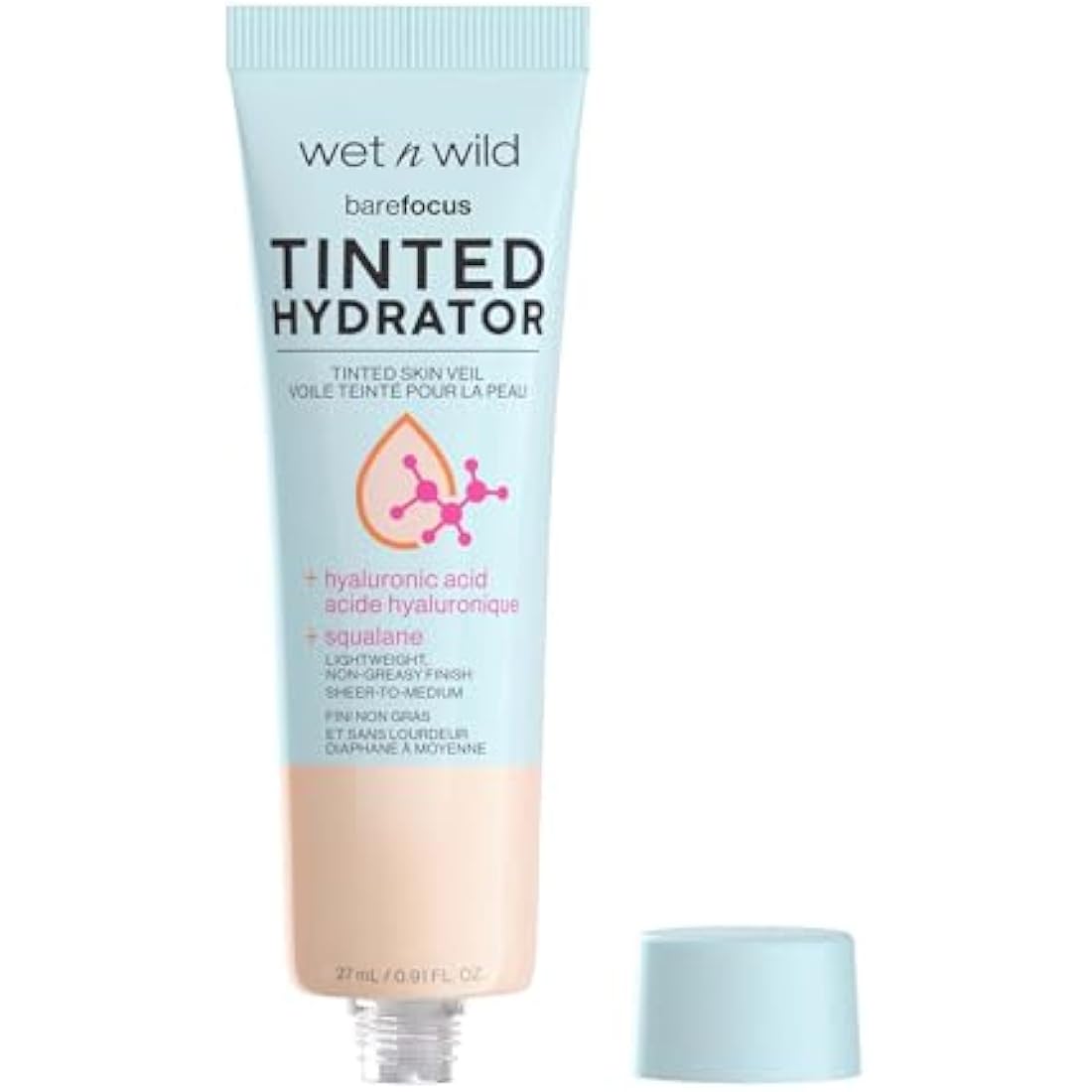 Wet n Wild, Bare Focus Tinted Hydrator, Tinted Moisturiser with Hyaluronic Acid, Lightweight Formula with Semi-Matte Finish for Oily Skin, Sheer to Medium Coverage, Light Medium