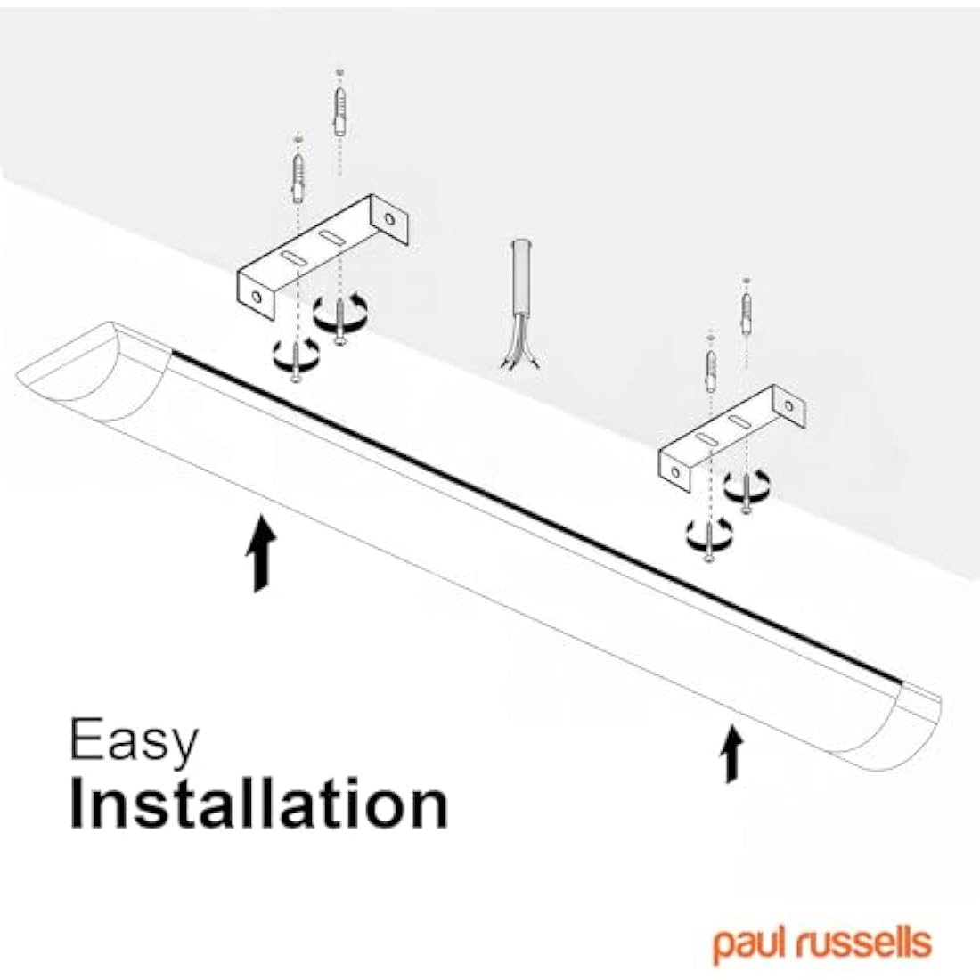 paul russells 6ft LED Batten, Ceiling Fitting Tube Light, 4000K Cool White, 60W, 6600 Lumens, Light for Office, Bathroom, Kitchen, Garage, Warehouse Fluorescent Lighting Replacement, 1 Pack