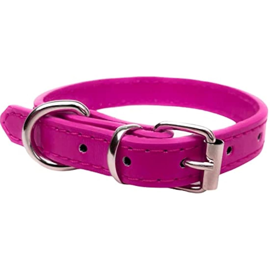 Vibrant Leather Dog Collar for Puppy, Cat, Kitten, Dogs - For Small, Medium, Large & Extra Large Pet Collars (Extra Large (45cm - 55cm Neck), Hot Pink)