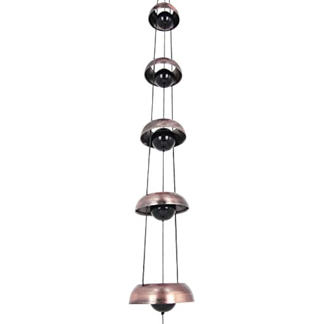 Temple Red Copper Wind Chimes, 3 Bells - Feng Shui Chimes for Garden Outdoor and Porch
