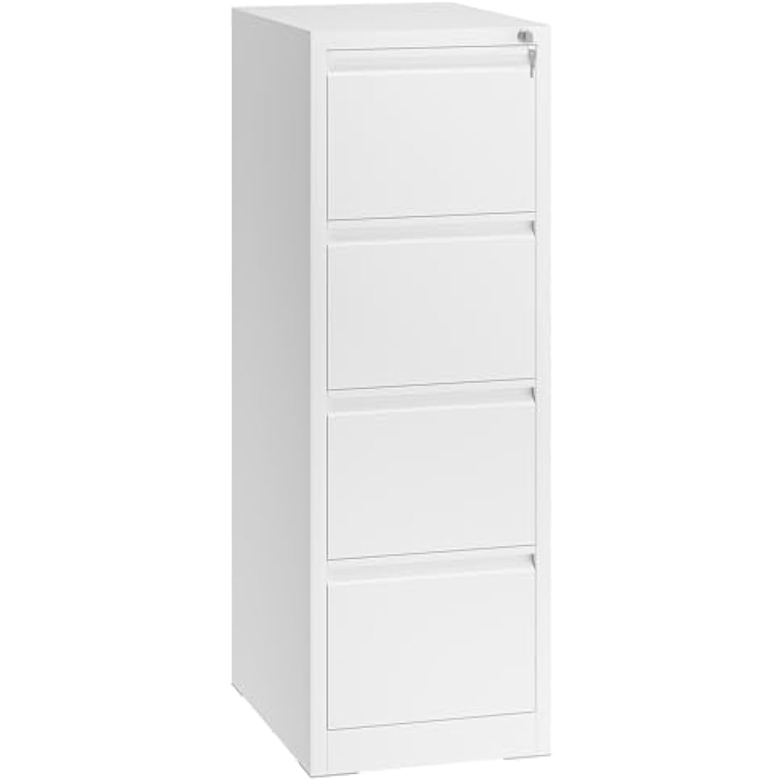 YITAHOME Filing Cabinet with 4 Lockable Drawers, Anti-tipping Rolling Filing Cabinet with Wheel for Home Office, Under Desk File Storage Cabinets for Letter/Legal/A4 Size, White, 62 x 45 x 133cm