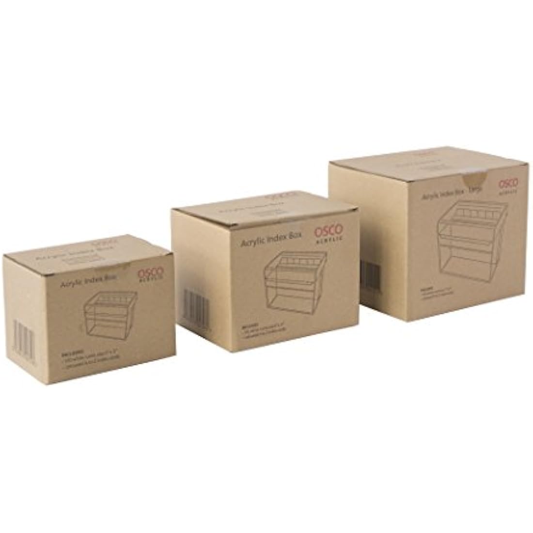 OSCO Clear Acrylic Index Box | Small | A to Z Divider Tabs | 100 Lined Note Sheets Included (5" X 3") | Ruled Revision Flash Cards | Recipe Notes | Contacts Filing | Fits 127 x 76 mm