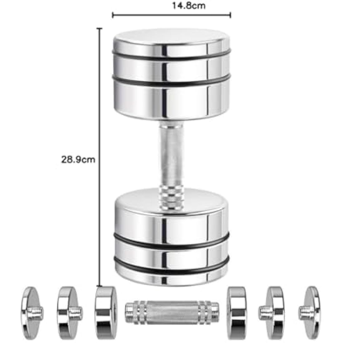 Northdeer Steel Dumbbells Ultracompact Adjustable 2.5kg 5kg 7.5kg 10kg 15kg 25kg Chrome Dumbbell with Foam Handles Home Gym Workout (Choice of Size)