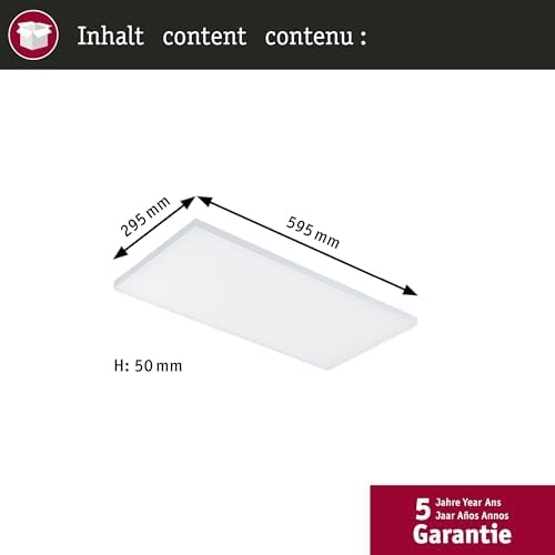 Paulmann 79823 Velora LED Panel Rectangular incl. 1x26 watt Ceiling lamp White matt Light Panel Metal Ceiling Light 3000 K