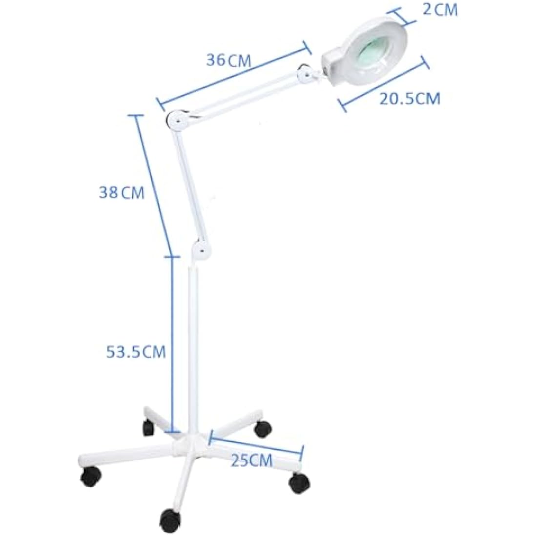 Sanqiao 5X Magnifying Vertical Lamp Floor Stand LED Magnifier Lamp Adjustable Beauty Light Beauty Salon Tattoo Nail Skin White