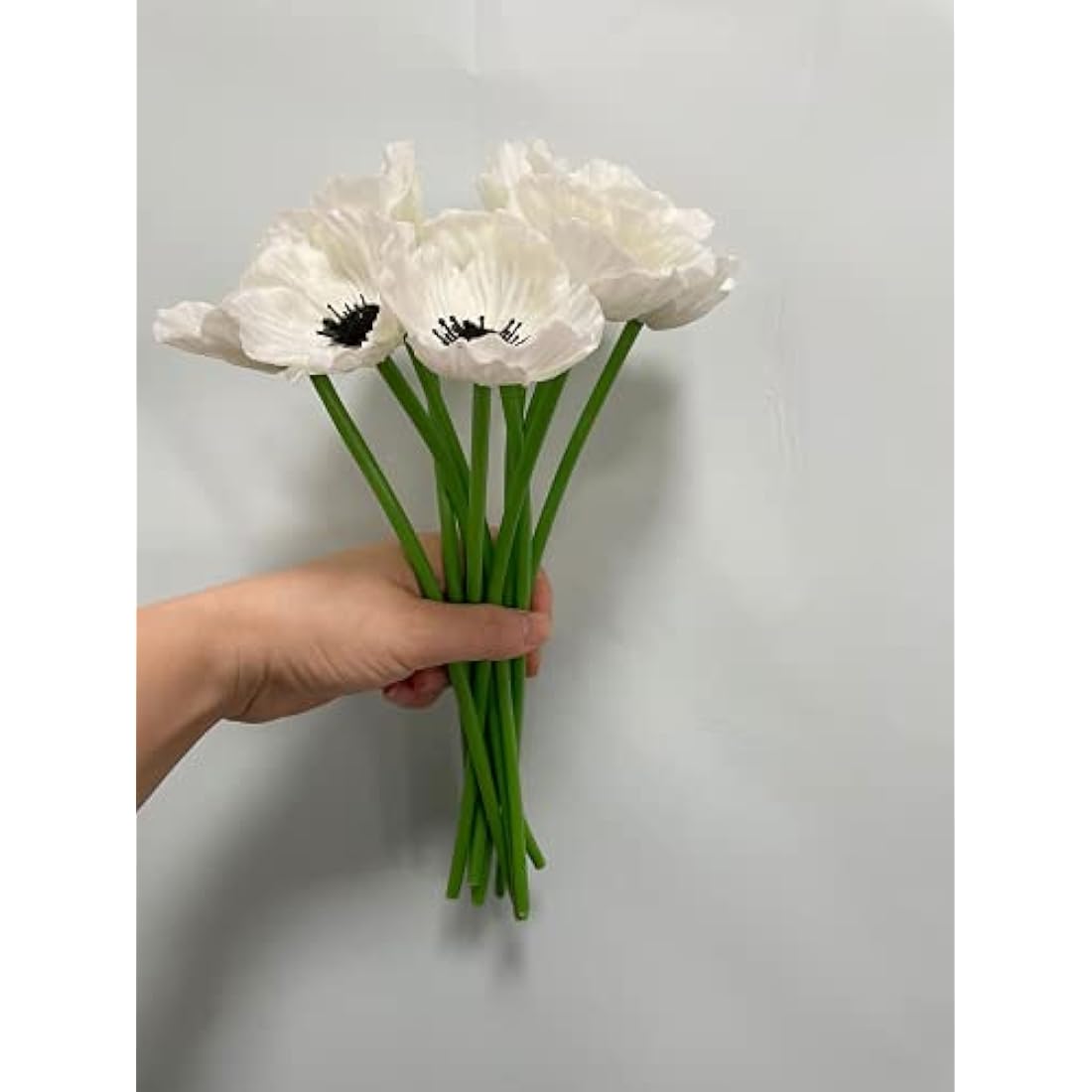 Rikyo 10 Stem 11" Bouquets Artificial Flowers Poppy Flowers,No Fade Multicolor PU Fake Wild Flowers for Kitchen Table Centerpiece Vase,Home Wedding Holding Flowers Backdrop Arch Wall(White)