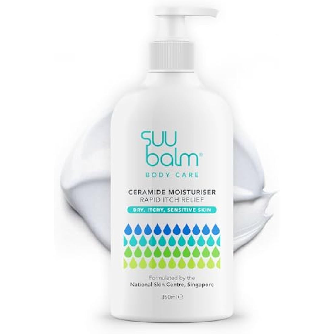 Suu Balm - Itch Relief Cream, Menthol & Ceramide Body Moisturiser - Itch Relief in 5 Minutes - Psoriasis, Dry, Sensitive Skin, Eczema Treatment (350ml)