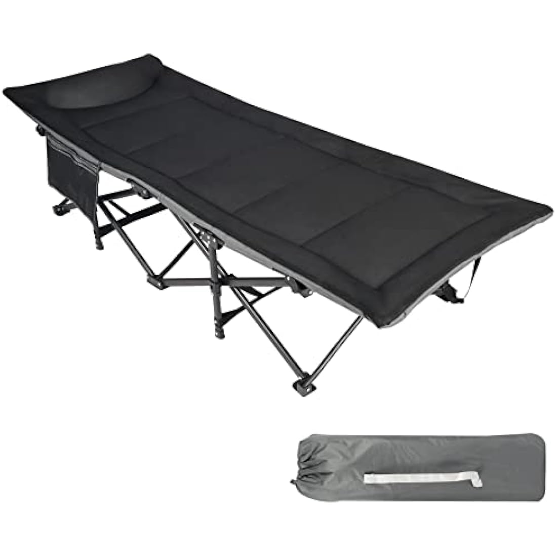 REDCAMP XXL Oversized Camp Bed for adults 500lbs with Cushion and Pillow,29.5" Extra Wide Heavy Duty Sturdy Folding Camping Bed Portable, Stronge Thicker Tubes Sleeping Cot Outdoor Travel Office