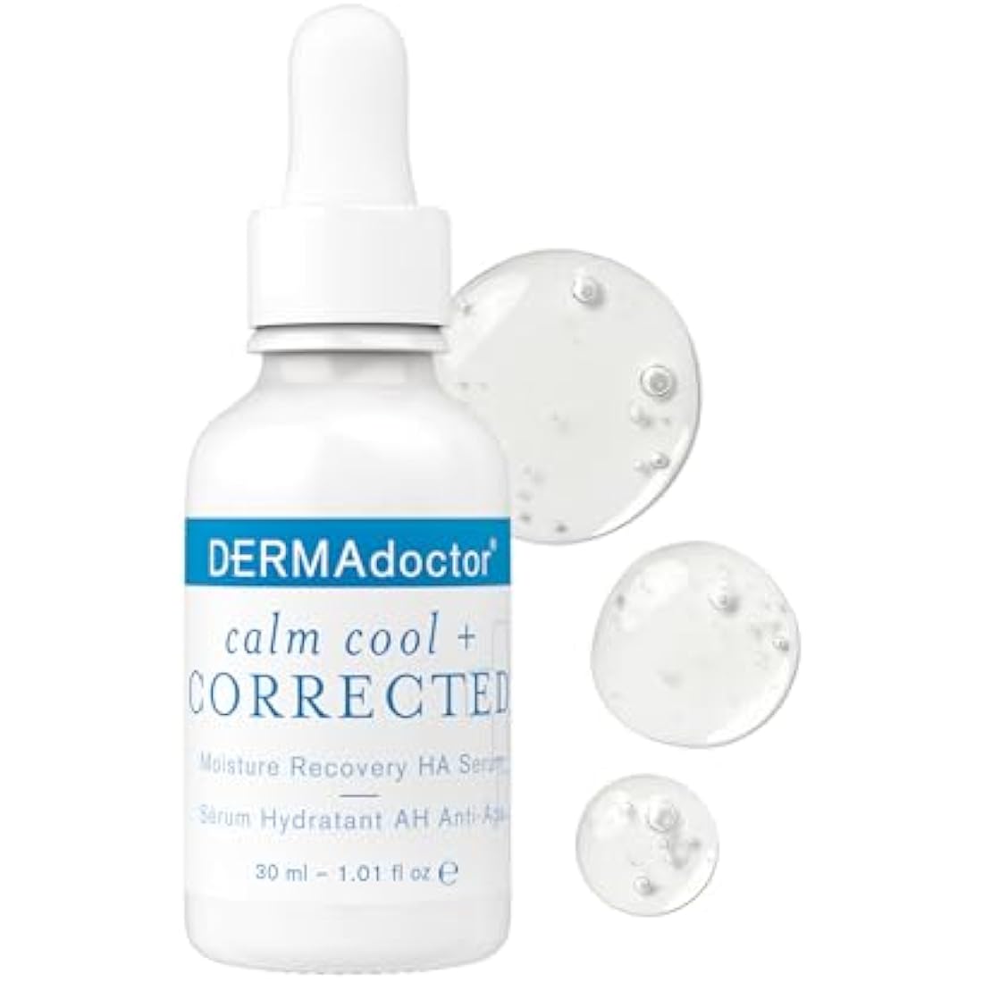 DERMAdoctor Calm Cool + Corrected Dermatologist Formulated Moisture Recovery Hyaluronic Acid Serum with Vitamin C & Niacinamide; Hydrating & Brightening Anti Aging Serum for Sensitive Skin - 30 ml