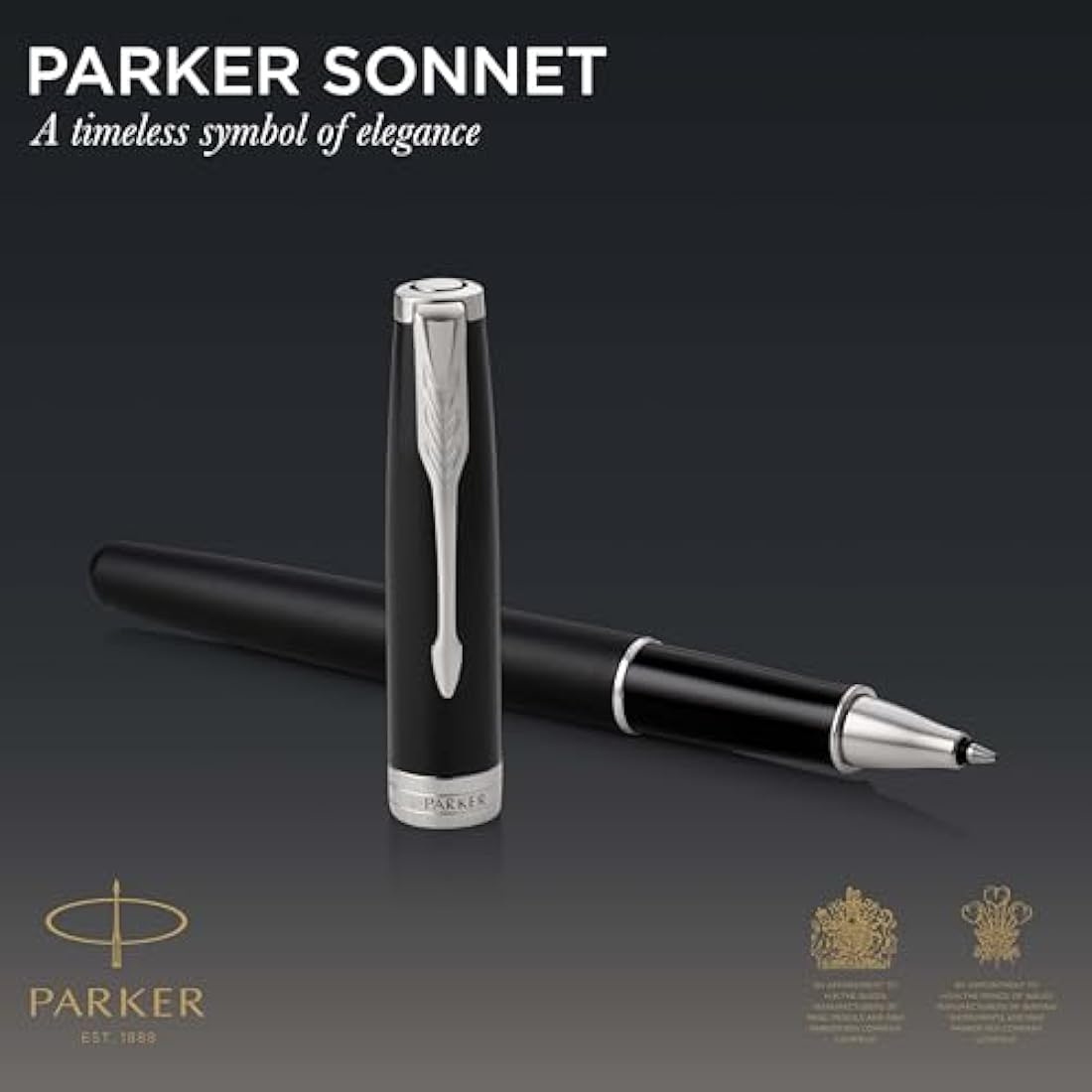 Parker Sonnet Rollerball Pen | Matte Black Lacquer with Palladium Trim | Fine Point Black Ink | Gift Box