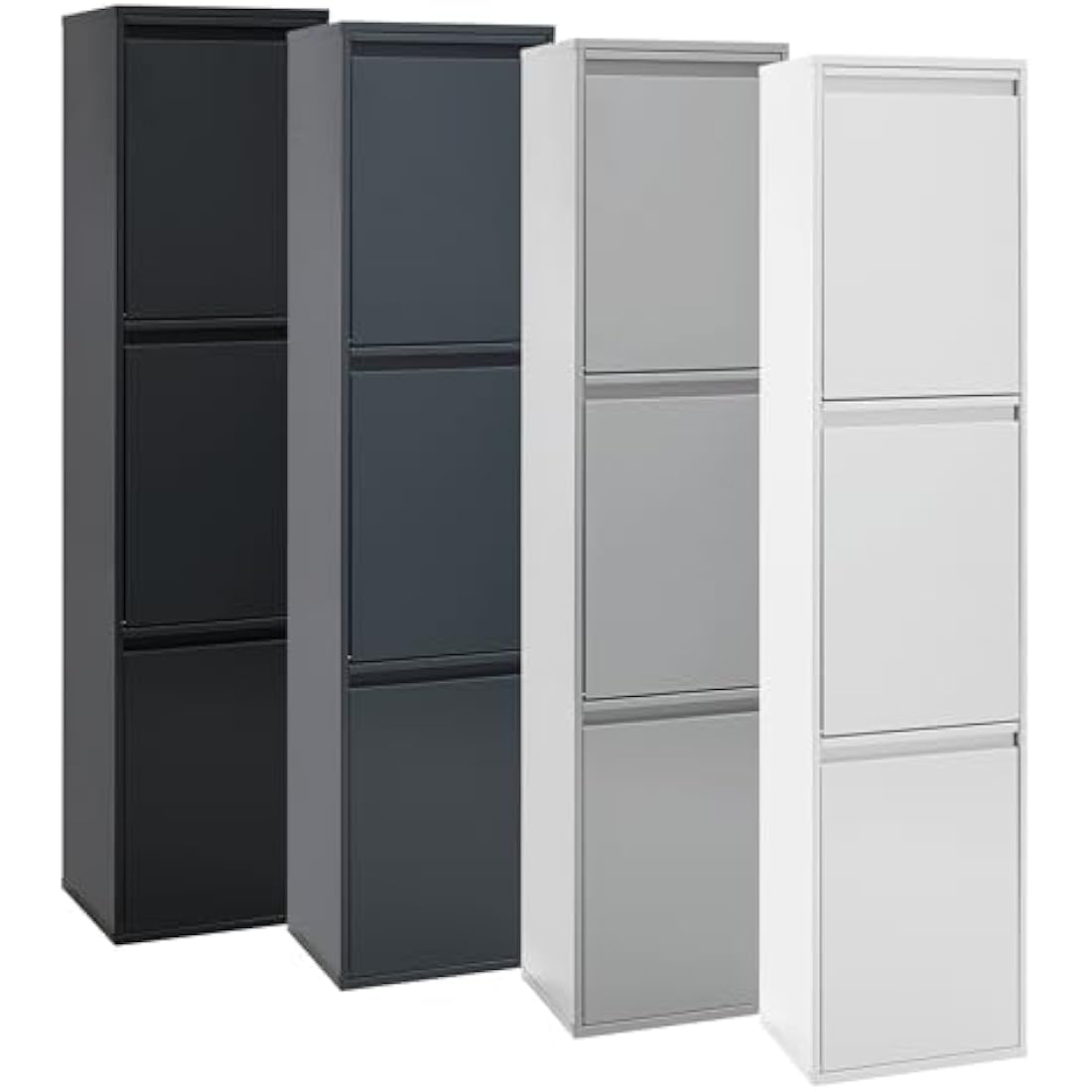 Arregui Basic CR302-B Waste Bin for Waste Collecting Buckets, Steel Cabinet for Differentiated Waste, 3 Drop-Down Doors, 3 x 17 L (51 L), Light Grey