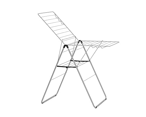 Brabantia HangOn Laundry Drying Rack (20m / Metallic Grey) Compact, Foldaway, Adjustable Indoor Stainless Steel Clothes Horse