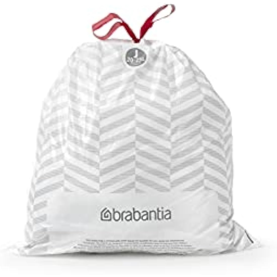 Brabantia PerfectFit Bin Liners Size J (23 Litre), White,115608 Thick Plastic Trash Bags with Tie Tape Drawstring Handles (40 Bag)