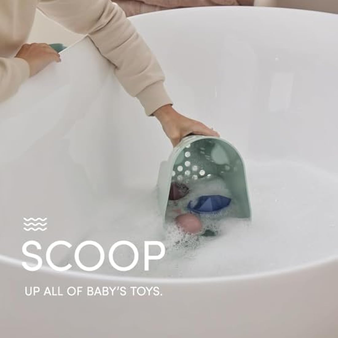 Shnuggle Ellie Bath Toy Storage Scoop | Baby & Toddler Bath Toy Drying Caddy with Drip Tray - Blush