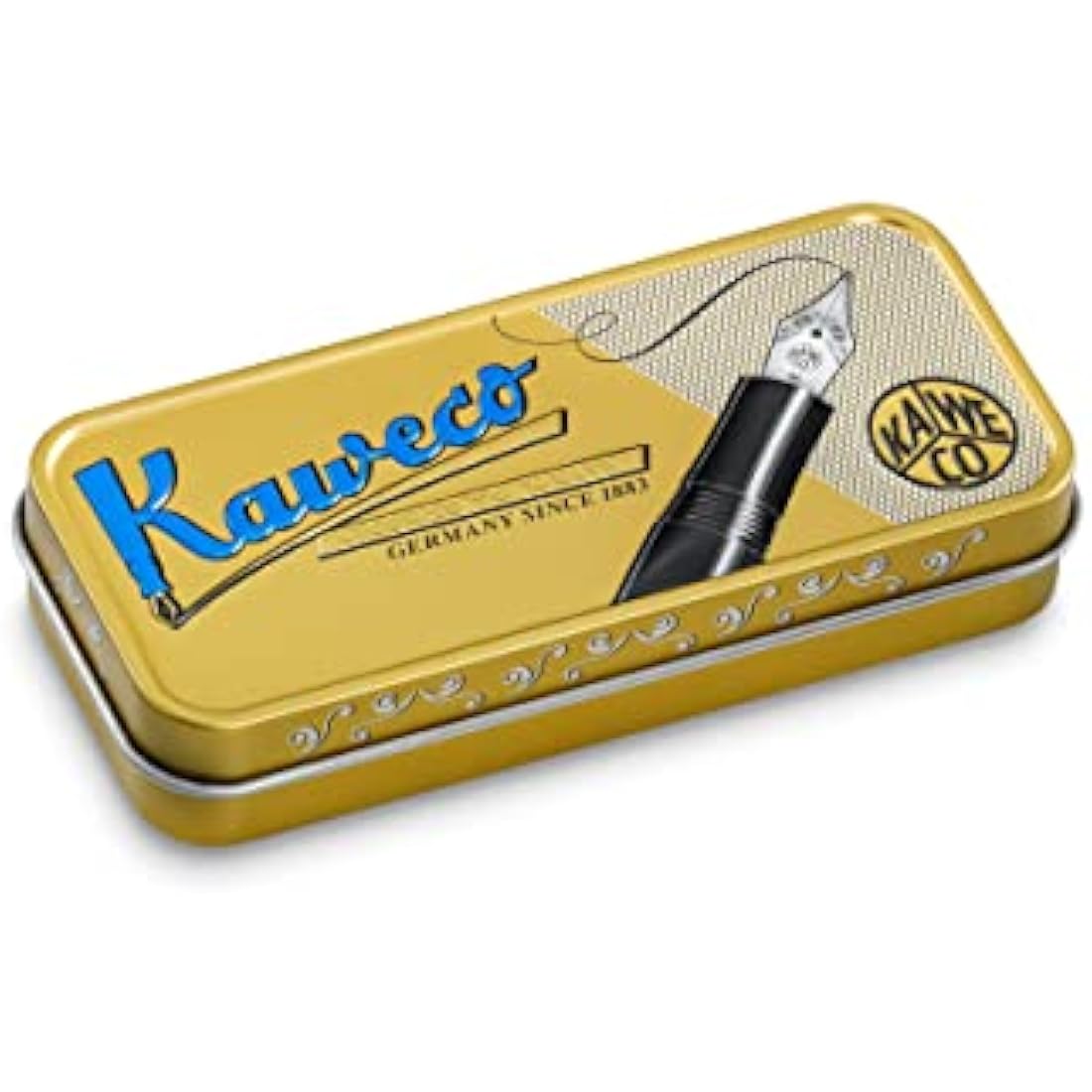 Kaweco STEEL SPORT Fountain Pen I Exclusive Stainless Steel Reservoir Pen for Ink Cartridges Including Retro Metal Box I Writing Instrument 13 cm I Nib: B (Broad)