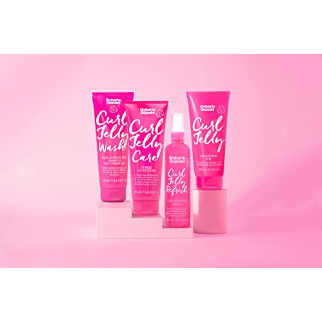 Umberto Giannini Curl Jelly Hair Kit - Includes 4 Products to Wash + Style your Curls - Cult Favorite Curl Jelly - Shampoo, Conditioner, Curl Cream - For Curls, Waves & Coils