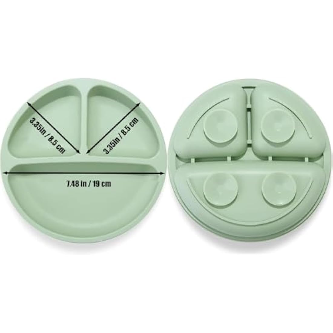PandaEar 2-Pack Silicone Suction Plates for Babies Weaning with 2 Baby Spoons - Divided Plates for Toddlers and Kids Childrens - Unbreakable Baby Plates with Sections
