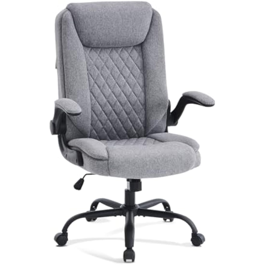CASTLOVE Ergonomic Office Chair Computer Chair Executive Office Chair with Flip Up Armrest High Back Rocking Function Height Adjustable Comfortable Desk Chair for Home Office Fabric Grey