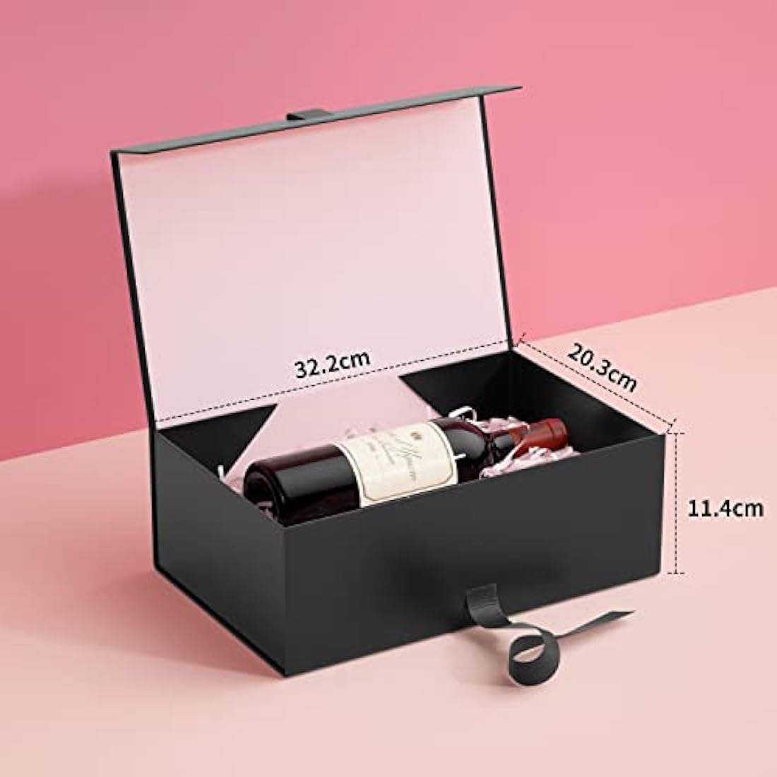 GIFTSAY Magnetic Gift Box for Presents 32.2 x20.3 x11.4 cm,Large Gift Boxes Black with Lid for Gifts, Paper Wedding Favor Boxes,Birthday Gift Box Bulk, Party Favor Boxes
