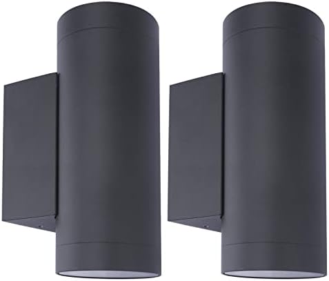 Klighten 2 pcs Outdoor Wall Lights IP65, Up Down Outside Lights, Exterior Lighting Aluminum Modern Wall Lamp for Garden Entrance Terraces, Socket GU10, Bulb not Included, Anthracite