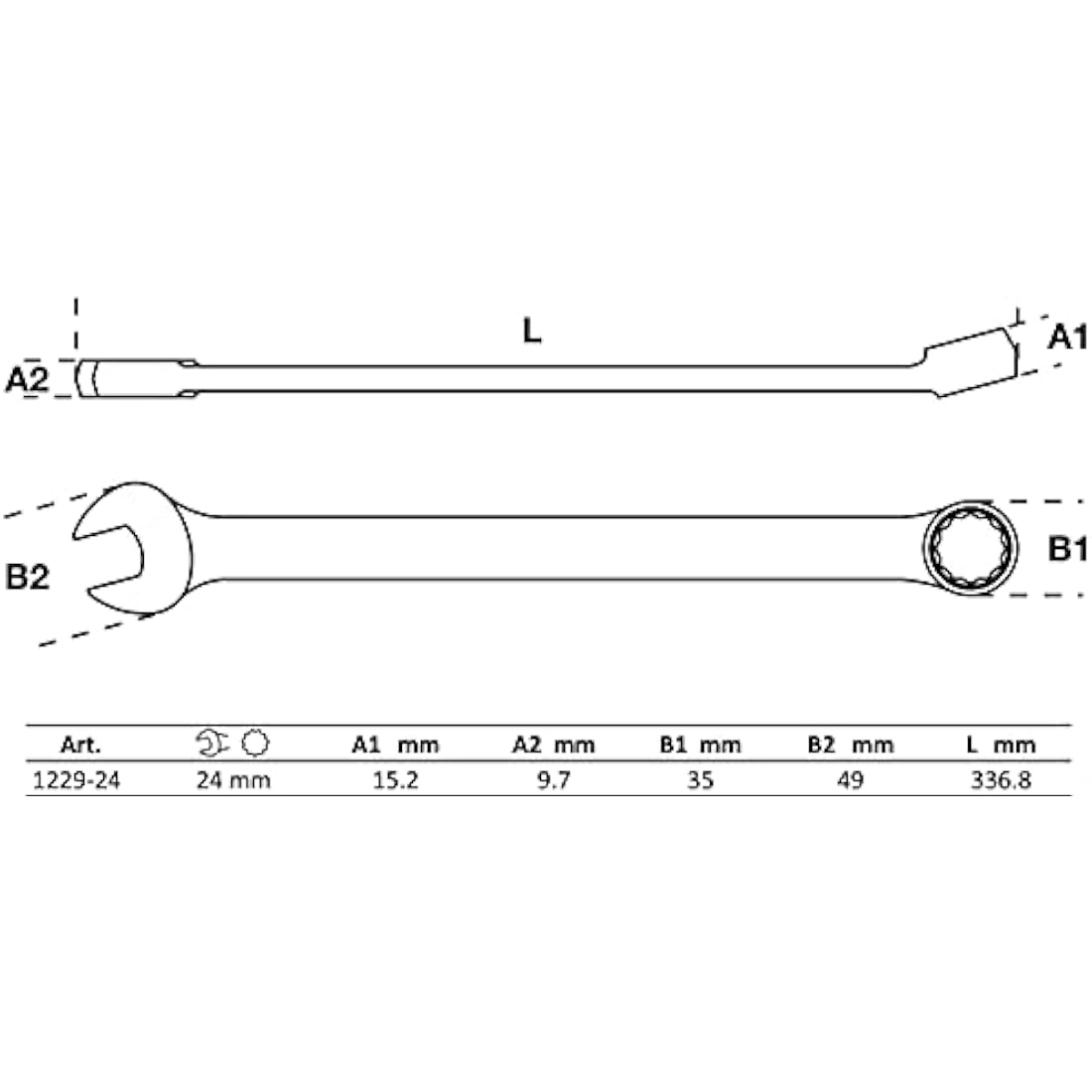 BGS 1229-24 | Combination Spanner | extra long | 24 mm