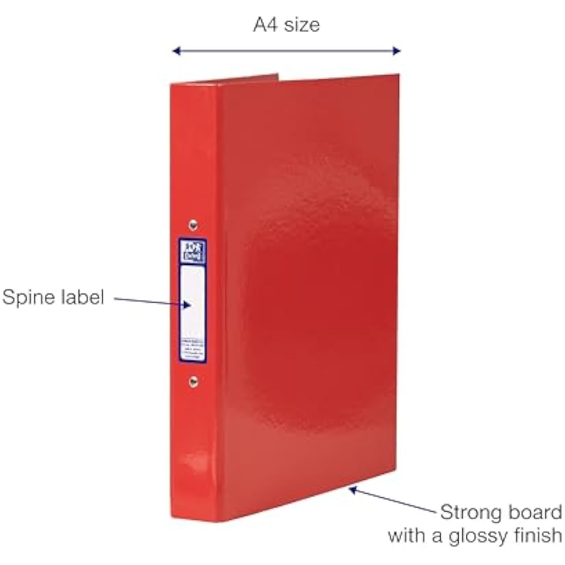 Oxford A4 Ring Binders, Red/Green/Blue, Pack of 3 Folders 40mm