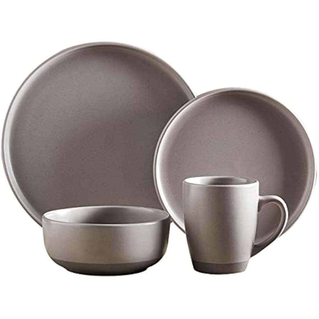 Barbary & Oak BO867007GRY Avena 16 Piece Dinnerware Set, Stoneware, Fossil Grey