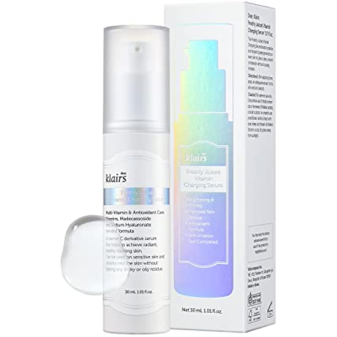 DearKlairs Freshly Juiced Vitamin Charging Serum, Korean Skincare, 3-O-Ethyl Ascorbic Acid 10%, Niacinamide, Non-oily texture for Sensitive skin