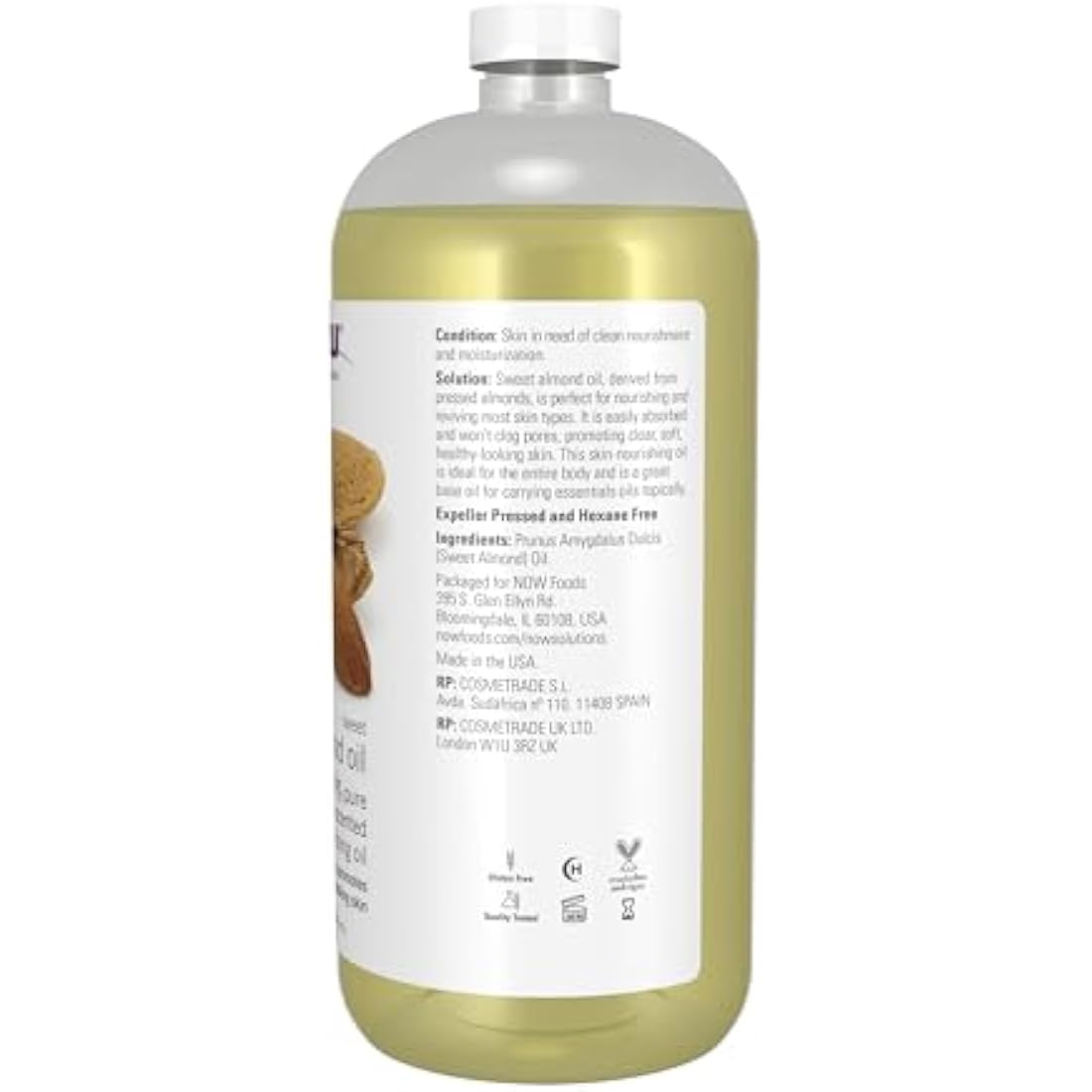 NOW Foods - Now Solutions Natural Moisturizing Oil Sweet Almond - 32 fl. oz.