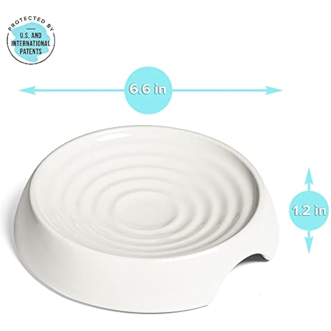 CatGuru Cat Bowls, Whisker Stress Free Cat Food Bowl, Reliefs Whisker Fatigue, Wide Cat Bowl, Non Slip Cat Food Bowls, Shallow Cat Dish, Cat Feeding & Watering Supplies (Set of 2, Ceramic, White)