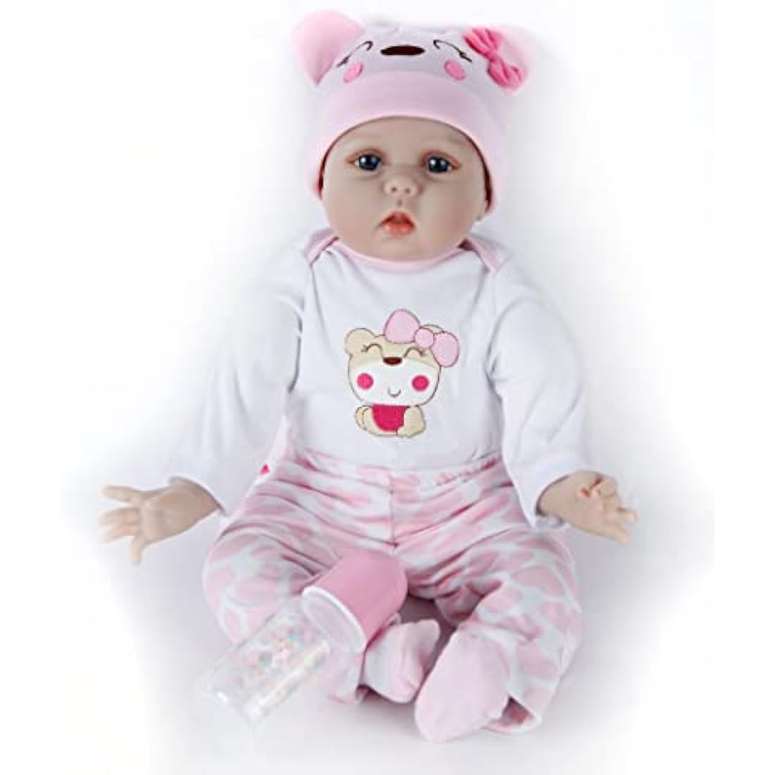 ZIYIUI Reborn Baby Dolls 22 inch 55cm Realistic Soft Vinyl Silicone with Cotton Body Looks Like a Real Newborn Baby Perfect for Cuddling, Playtime, and Giving (Open eyes)