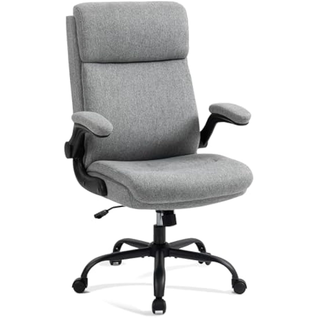 CASTLOVE Ergonomic Office Chair for Home - Computer Desk Chair with Back Support - Flip Up Armrest - High Back - Height Adjustable - Rocking Function (Fabric Grey Max 150 kg)